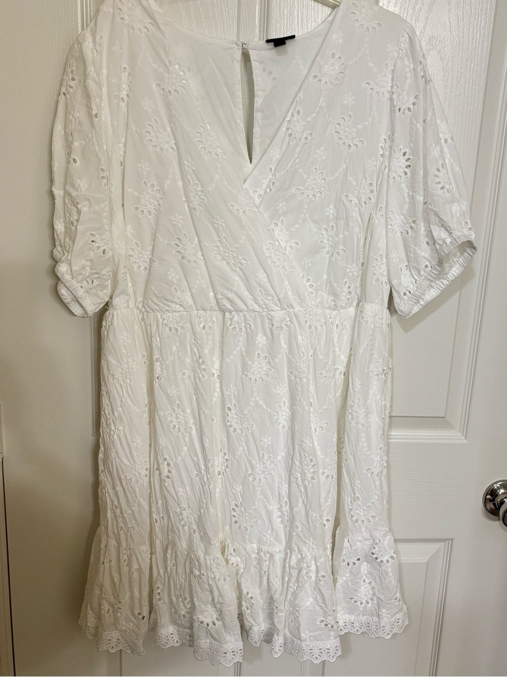 torrid White Eyelet V-Neck Babydoll Dress